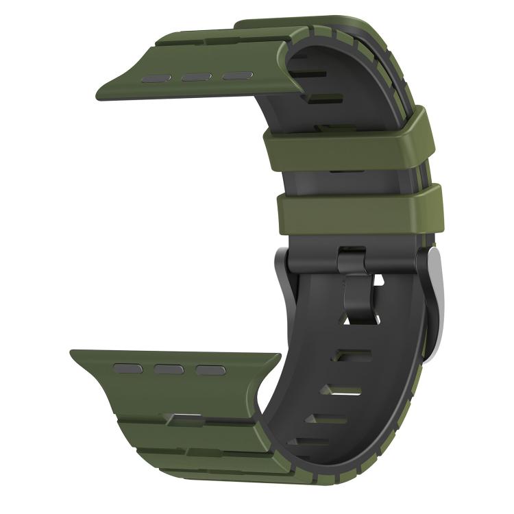 For Apple Watch 46mm / 49mm / 45mm / 44mm Piano Texture Two Color Silicone Watch Band
