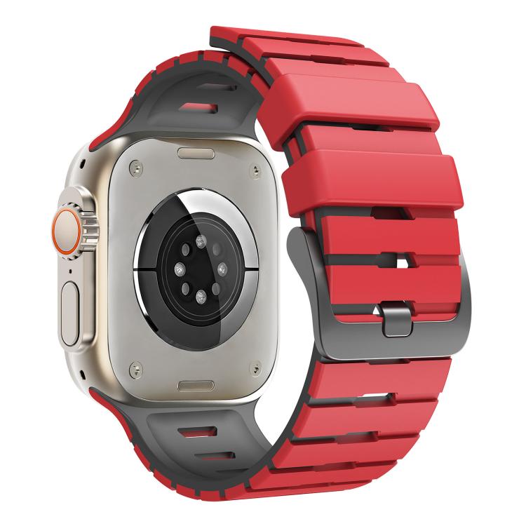 For Apple Watch 46mm / 49mm / 45mm / 44mm Piano Texture Two Color Silicone Watch Band