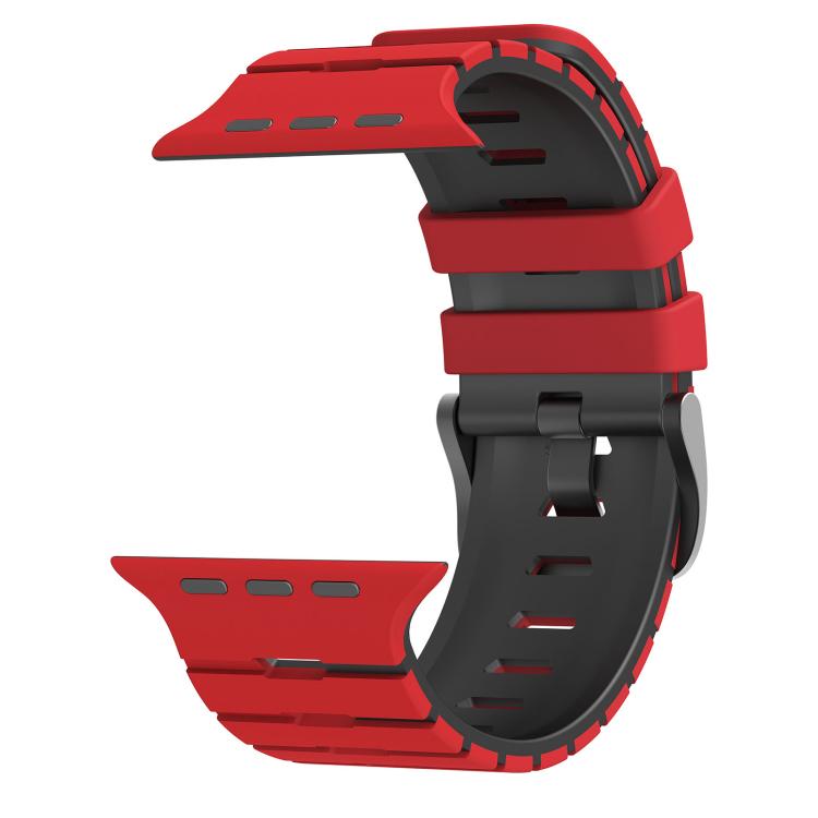 For Apple Watch 46mm / 49mm / 45mm / 44mm Piano Texture Two Color Silicone Watch Band