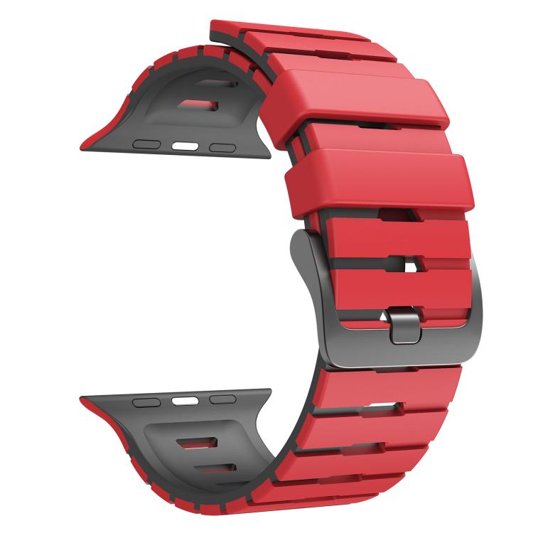 For Apple Watch 46mm / 49mm / 45mm / 44mm Piano Texture Two Color Silicone Watch Band