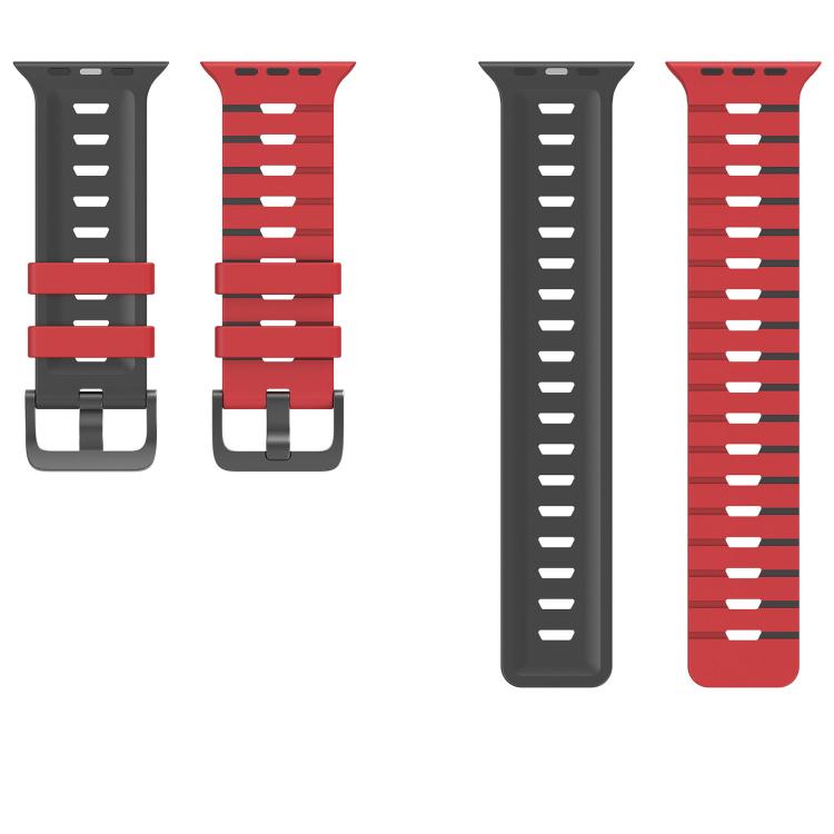 For Apple Watch 46mm / 49mm / 45mm / 44mm Piano Texture Two Color Silicone Watch Band