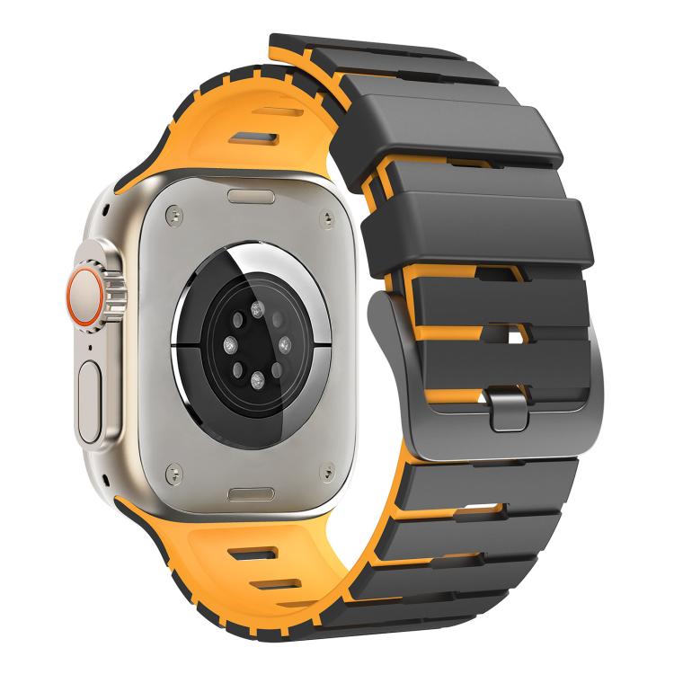 For Apple Watch 46mm / 49mm / 45mm / 44mm Piano Texture Two Color Silicone Watch Band