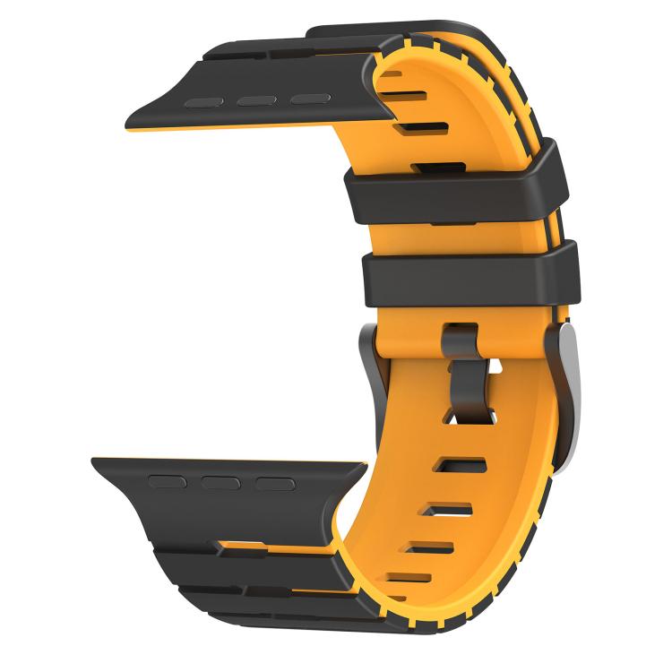 For Apple Watch 46mm / 49mm / 45mm / 44mm Piano Texture Two Color Silicone Watch Band
