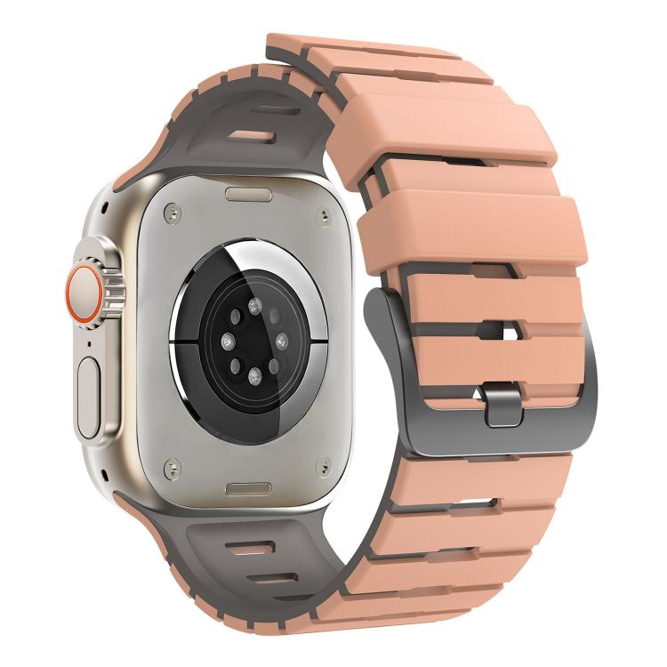 For Apple Watch 46mm / 49mm / 45mm / 44mm Piano Texture Two Color Silicone Watch Band
