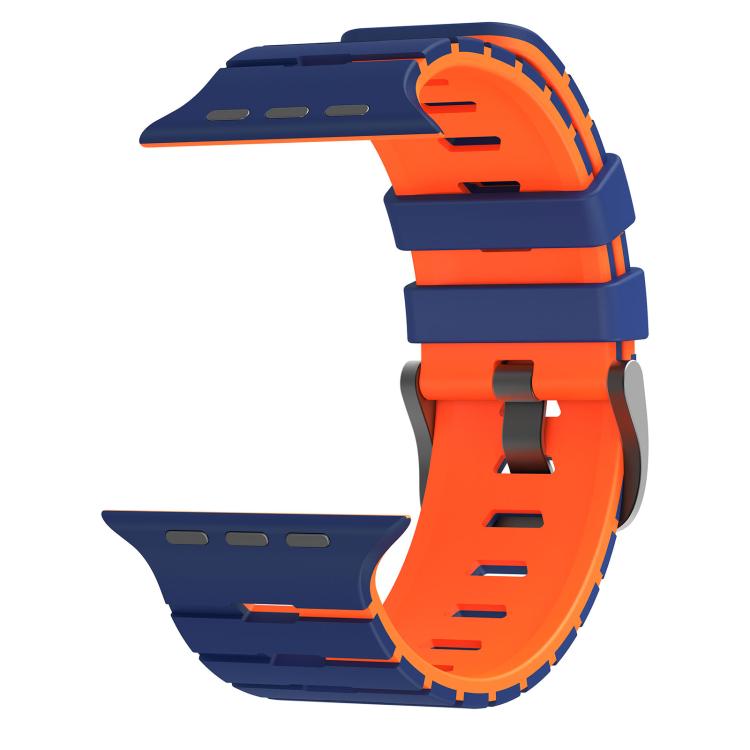 For Apple Watch 46mm / 49mm / 45mm / 44mm Piano Texture Two Color Silicone Watch Band
