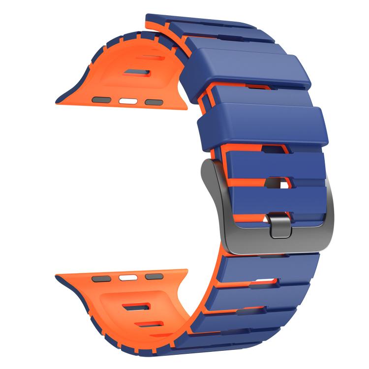 For Apple Watch 46mm / 49mm / 45mm / 44mm Piano Texture Two Color Silicone Watch Band