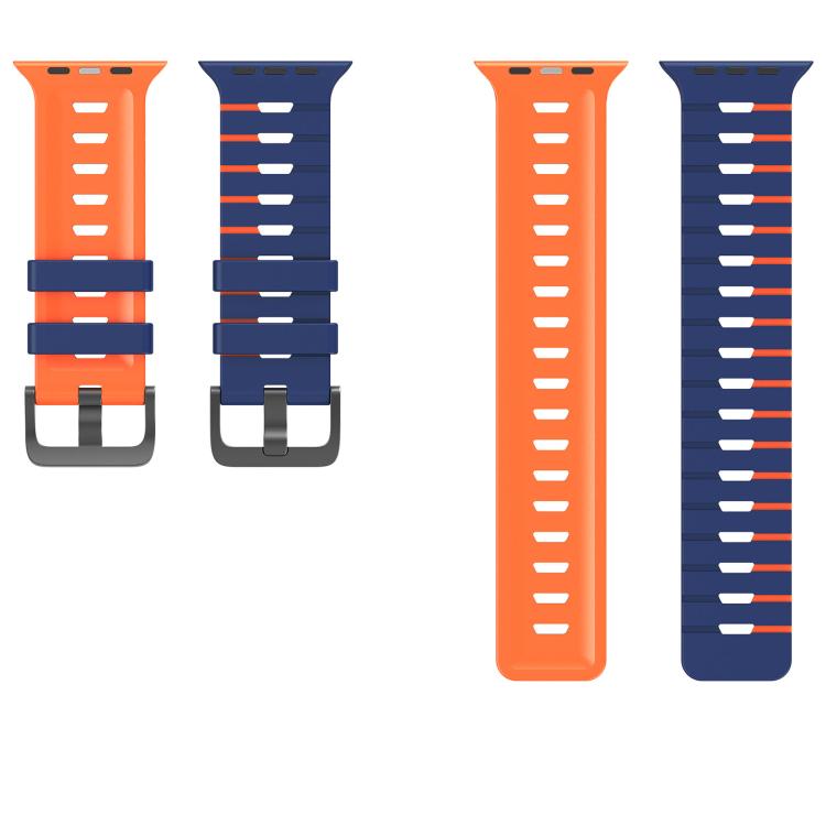 For Apple Watch 46mm / 49mm / 45mm / 44mm Piano Texture Two Color Silicone Watch Band