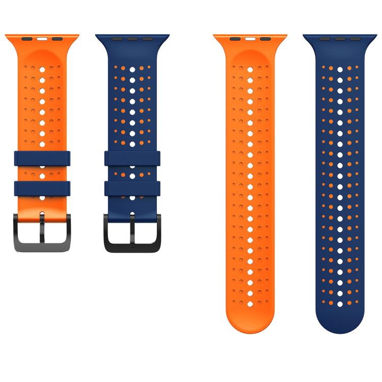 For Apple Watch 46mm / 49mm / 45mm / 44mm Starry Sky Pattern Two Color Silicone Watch Band