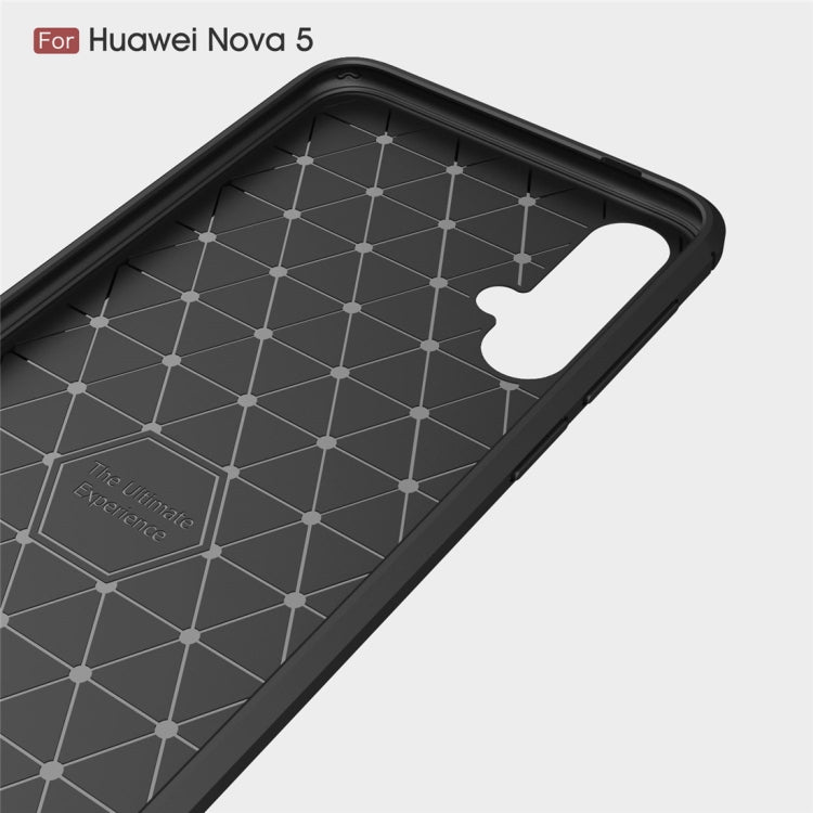 Brushed Texture Carbon Fiber TPU Case for Huawei Nova 5(Black)