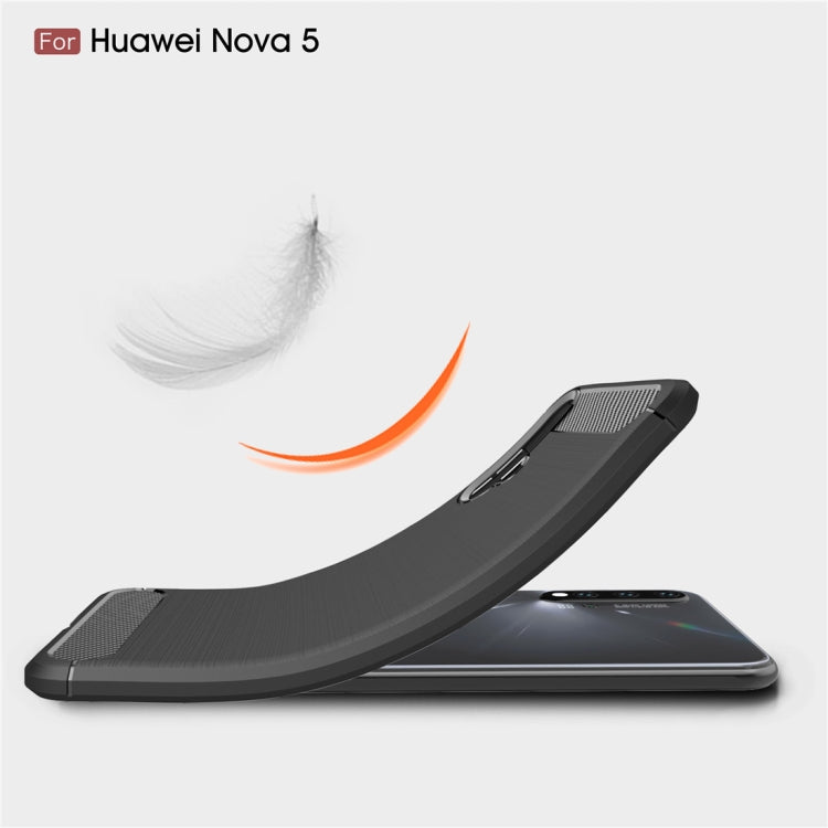 Brushed Texture Carbon Fiber TPU Case for Huawei Nova 5(Black)