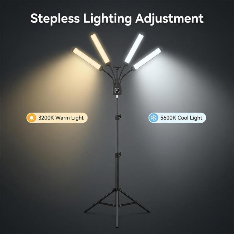 HD-150XJ 3200K-5600K Adjustable Remote Control 65W LED Photography Light 4-Arm Fill Light, Plug:AU Plug
