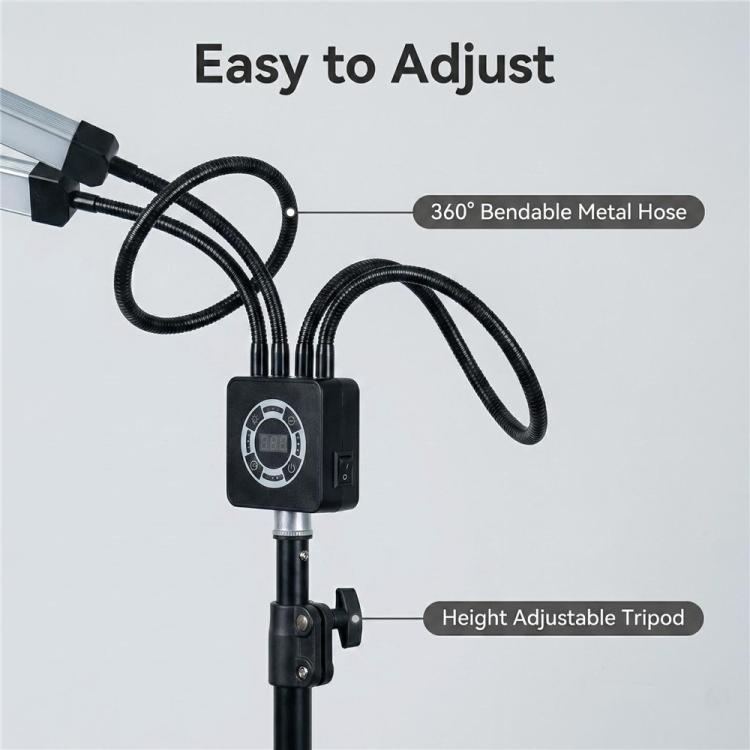 HD-150XJ 3200K-5600K Adjustable Remote Control 65W LED Photography Light 4-Arm Fill Light, Plug:US Plug