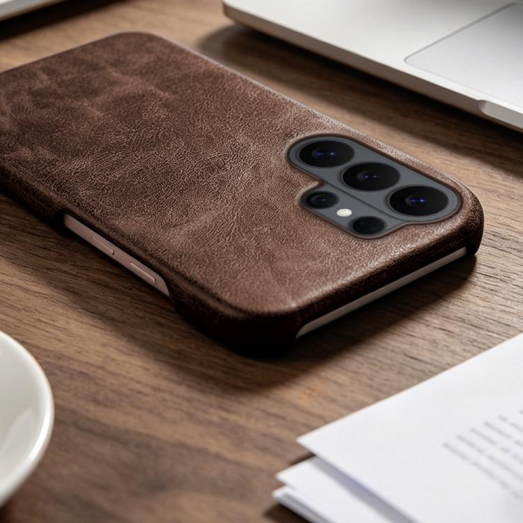 For Galaxy S26 Ultra 5G Retro-skin Magnetic Vegan Leather Back Phone Case