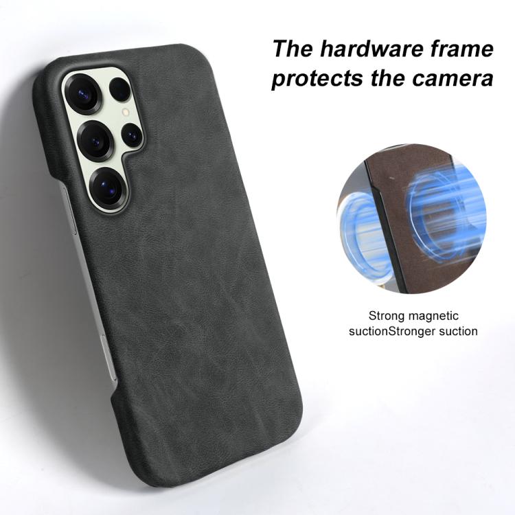For Galaxy S25 Ultra 5G Retro-skin Magnetic Vegan Leather Back Phone Case