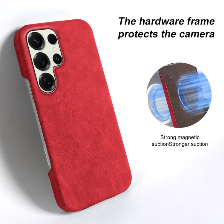 For Galaxy S25 Ultra 5G Retro-skin Magnetic Vegan Leather Back Phone Case