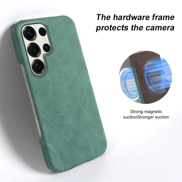 For Galaxy S25 Ultra 5G Retro-skin Magnetic Vegan Leather Back Phone Case