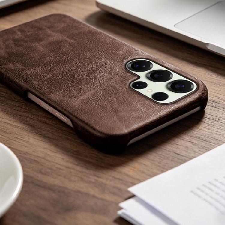 For Galaxy S25 Ultra 5G Retro-skin Magnetic Vegan Leather Back Phone Case