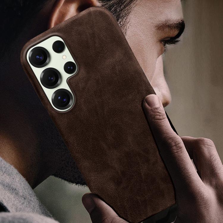 For Galaxy S25 Ultra 5G Retro-skin Magnetic Vegan Leather Back Phone Case