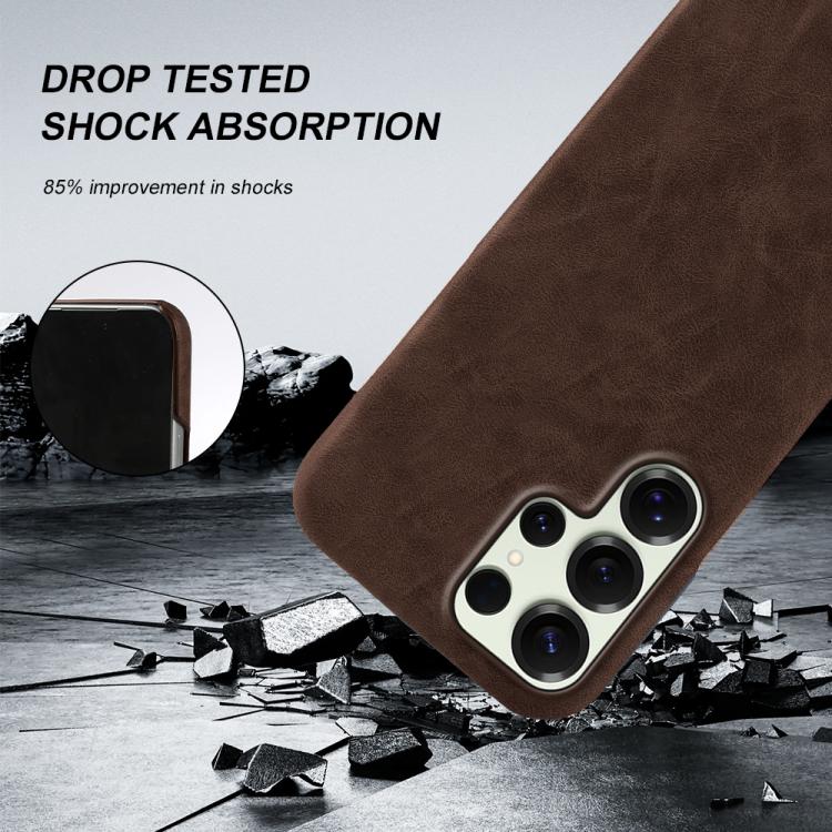 For Galaxy S25 Ultra 5G Retro-skin Magnetic Vegan Leather Back Phone Case