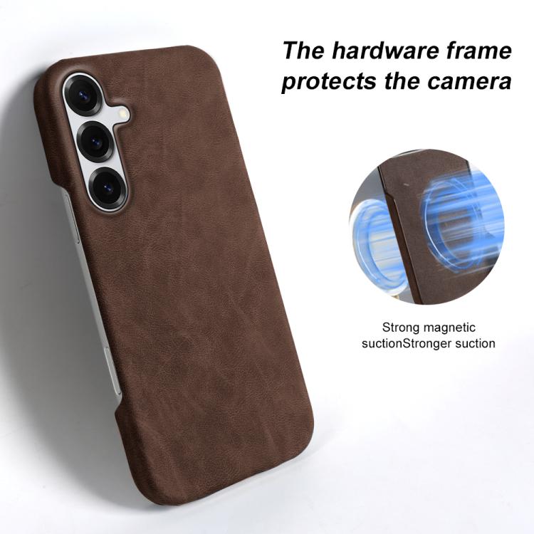 For Galaxy S25 5G Retro-skin Magnetic Vegan Leather Back Phone Case