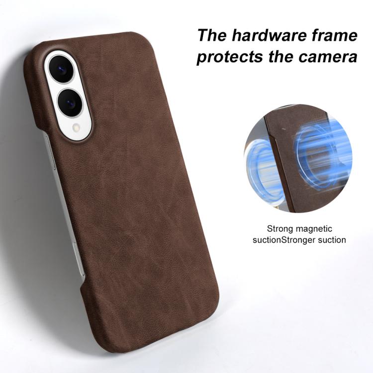 For Galaxy S25 Edge 5G Retro-skin Magnetic Vegan Leather Back Phone Case
