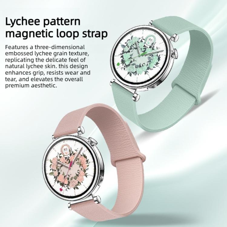 20mm Lychee Pattern Magnetic Loop Silicone Watch Band