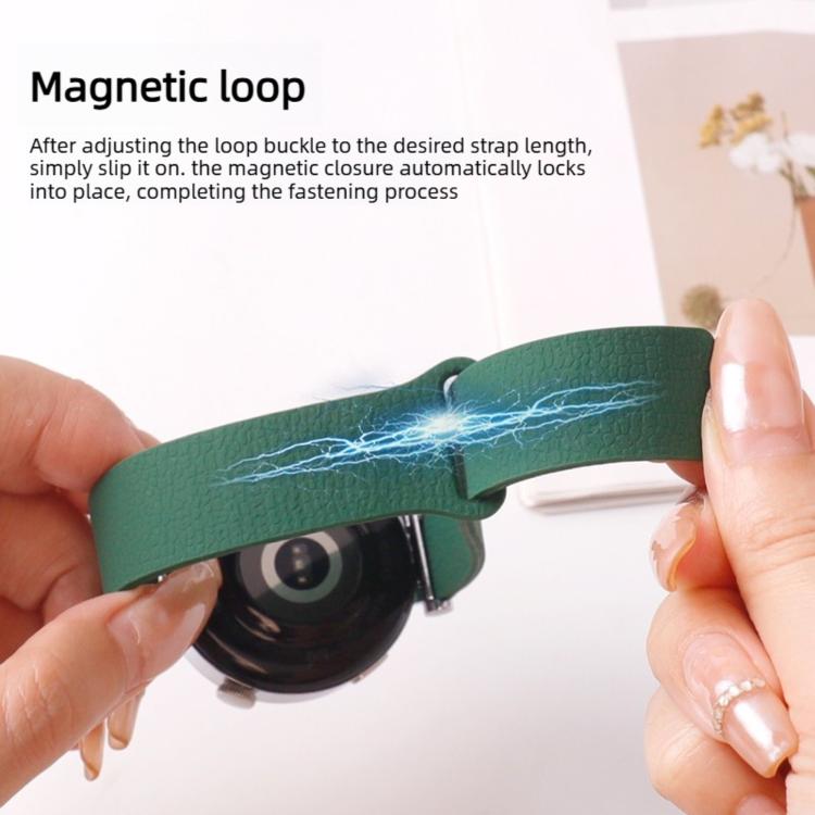 20mm Lychee Pattern Magnetic Loop Silicone Watch Band