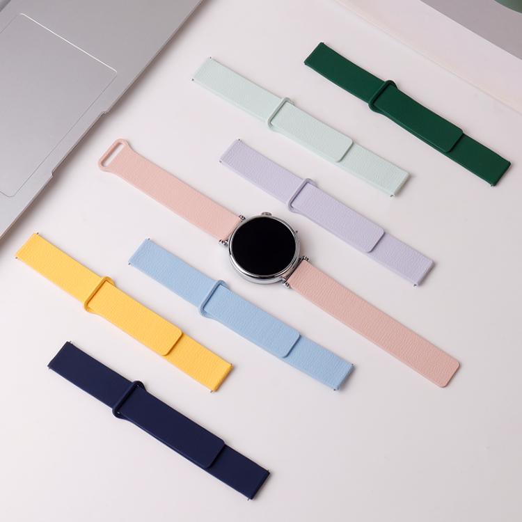 20mm Lychee Pattern Magnetic Loop Silicone Watch Band