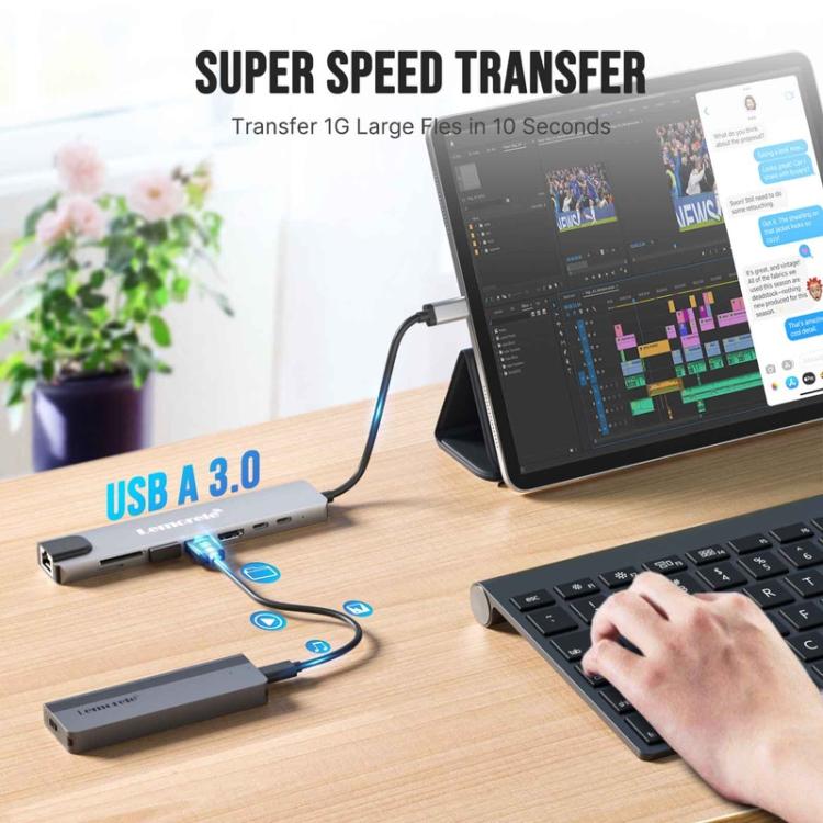 Lemorele TC19L Plus 8 in 1 Docking Station 4K Display Ethernet 100W PD Adapter