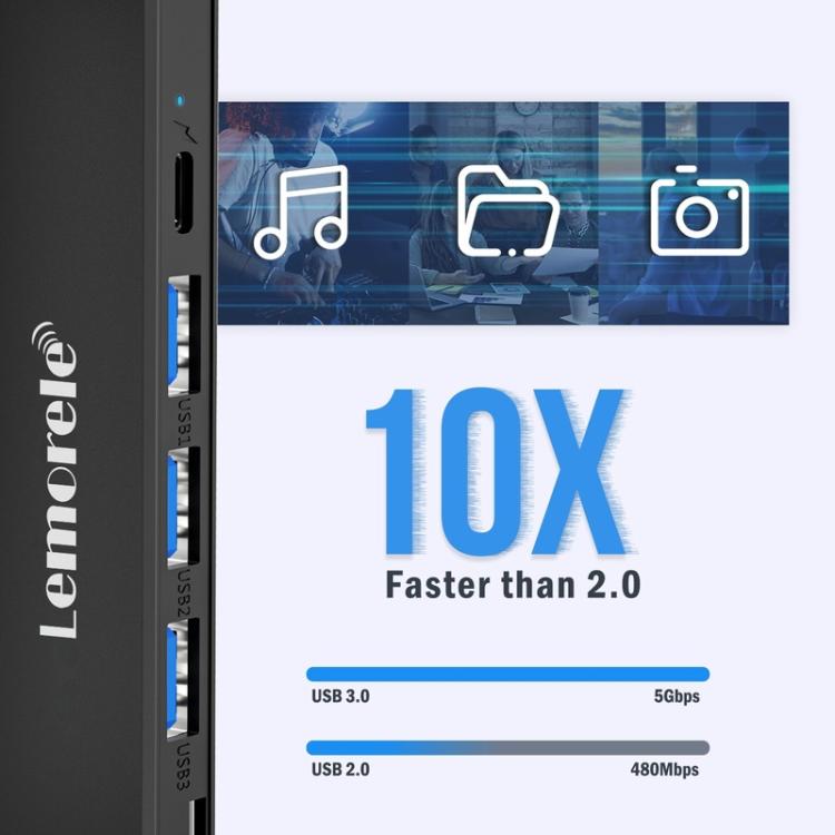 Lemorele TC90 7 in 1 Docking Station 4K Projection Gigabit Network 100W PD Connector