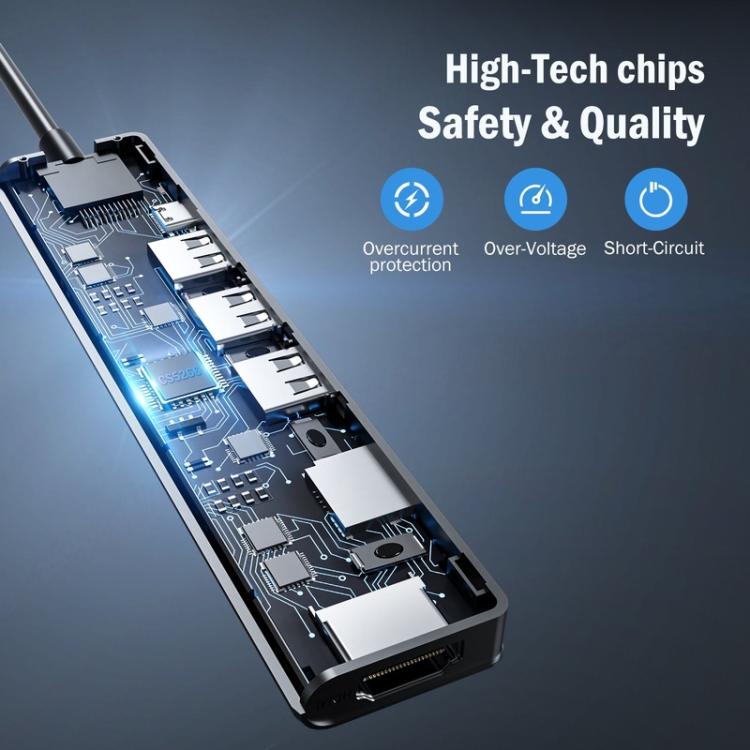 Lemorele TC90 7 in 1 Docking Station 4K Projection Gigabit Network 100W PD Connector
