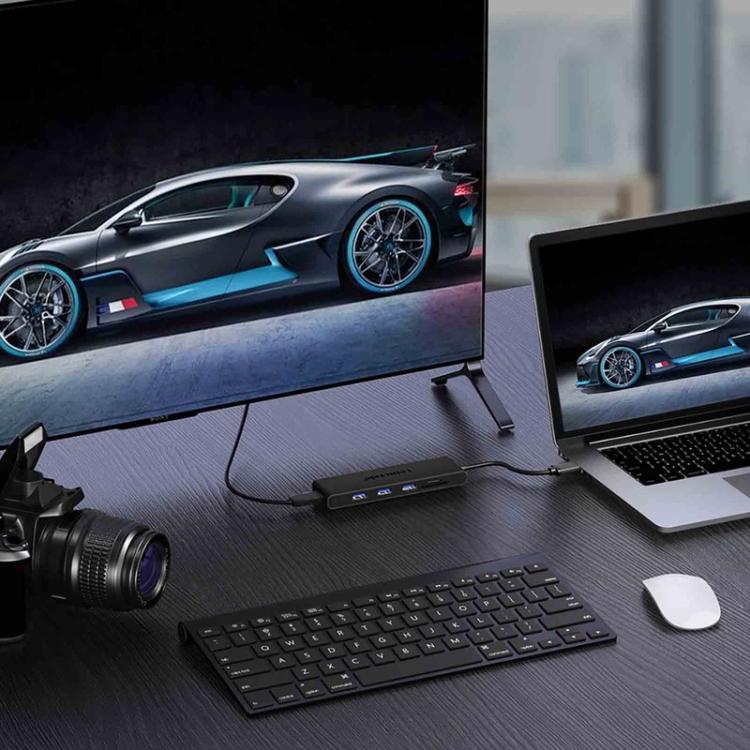 Lemorele X23L 6 in 1 Docking Station 4K Visual Output Dual Slot 100W PD Portable Adapter