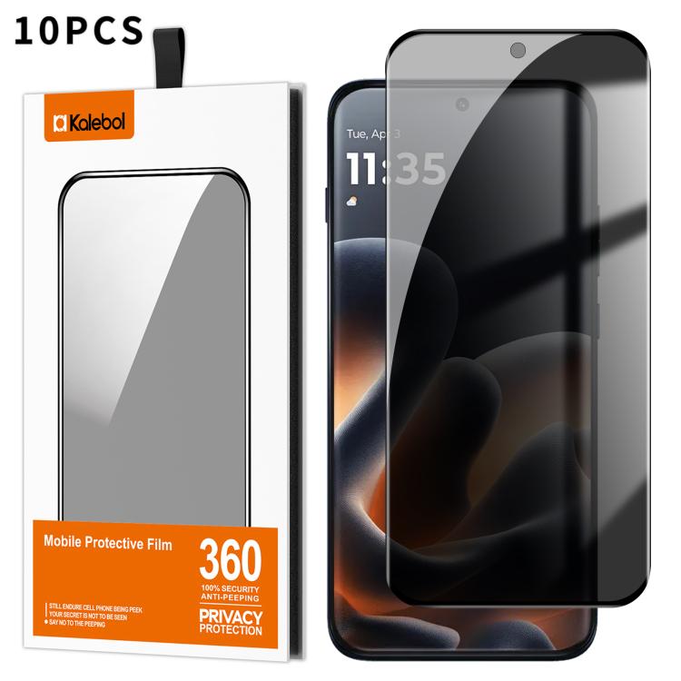 For Motorola Edge 70 Pro 5G 10pcs Kalebol Curved High-Aluminum Screen-Printed Full-Coverage Anti-Fingerprint Black-Border Privacy Tempered Glass Film
