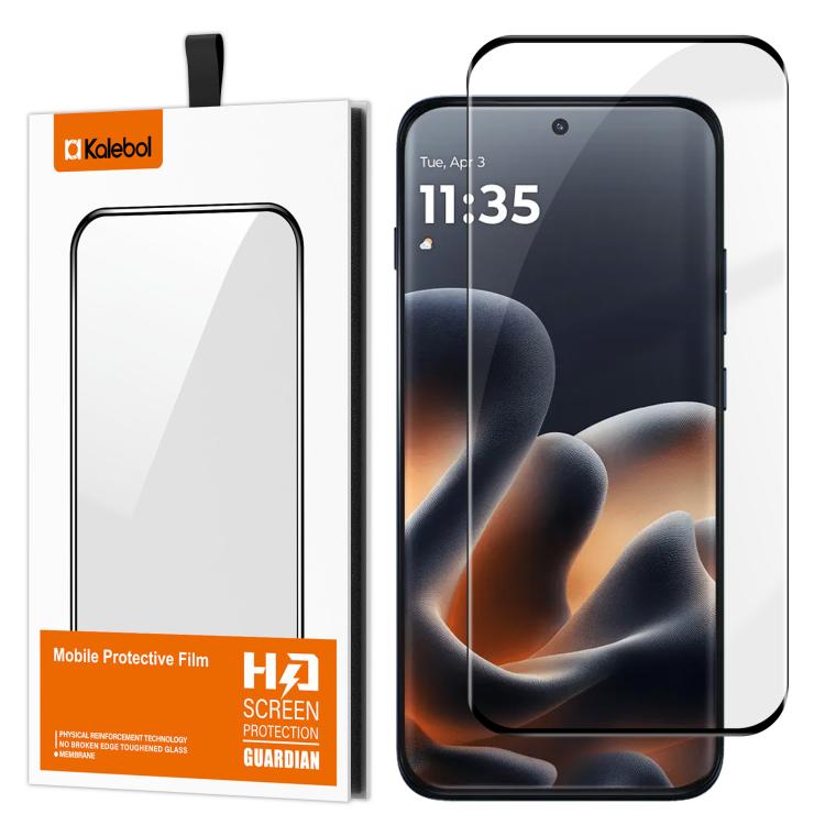 For Motorola Edge 70 Pro 5G Kalebol Curved High-Aluminum Screen-Printed Full-Coverage Anti-Fingerprint Black-Bordered HD Tempered Glass Film