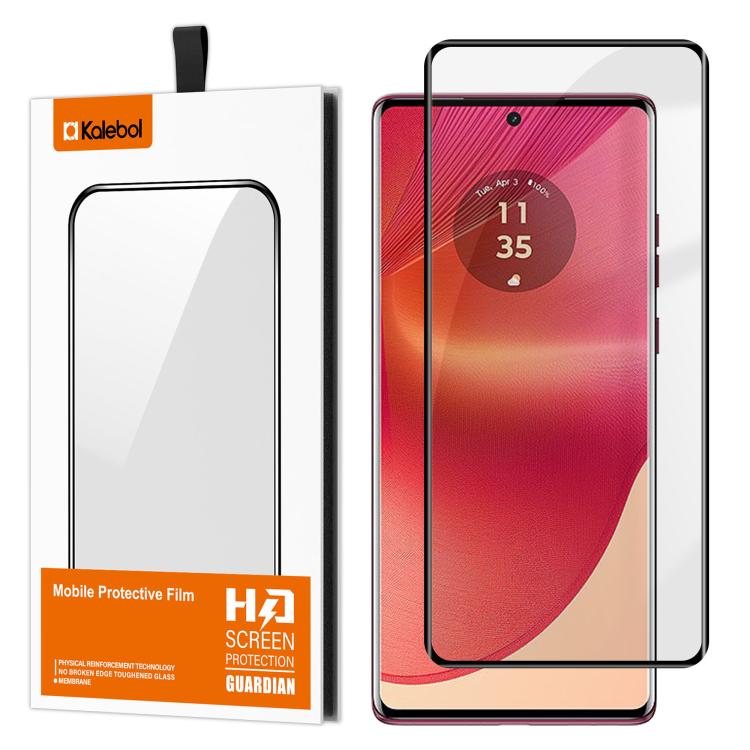 For Motorola Edge 50 Fusion Kalebol Curved Full Glue High-Aluminum Full-Coverage Anti-Fingerprint Screen-Printed HD Tempered Glass Film