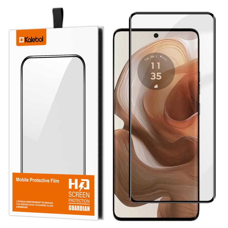 For Motorola Edge 50 Ultra Kalebol Curved Full Glue High-Aluminum Full-Coverage Anti-Fingerprint Screen-Printed HD Tempered Glass Film
