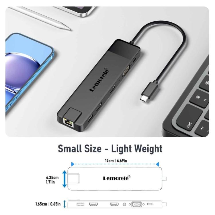Lemorele TC100 13 in 1 Type-C Docking Station HDMI-compatible Gigabit PD Charging Adapter