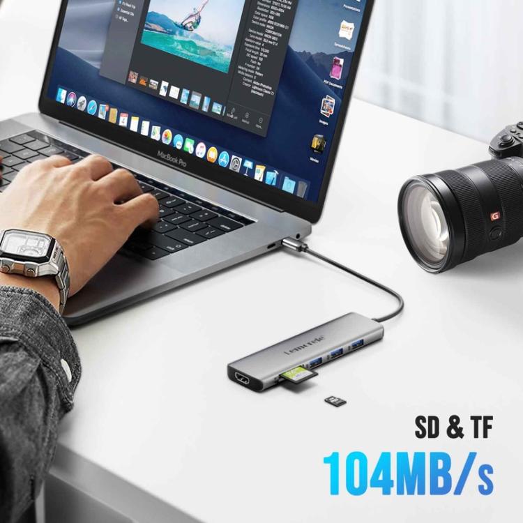 Lemorele TC38L 8 in 1 Type-C Docking Station HDMI-compatible Gigabit PD Charging Adapter