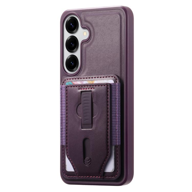 For Galaxy S24 5G / S25 5G CaseNeo Retro Wristband Elastic Card Bag Magnetic Back Phone Case