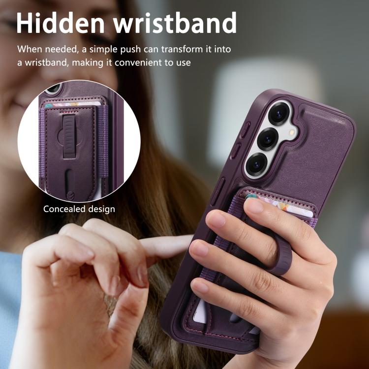 For Galaxy S24 5G / S25 5G CaseNeo Retro Wristband Elastic Card Bag Magnetic Back Phone Case