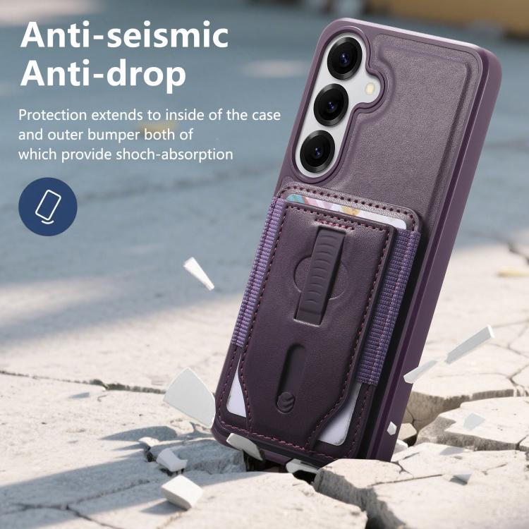 For Galaxy S25 Ultra 5G CaseNeo Retro Wristband Elastic Card Bag Magnetic Back Phone Case