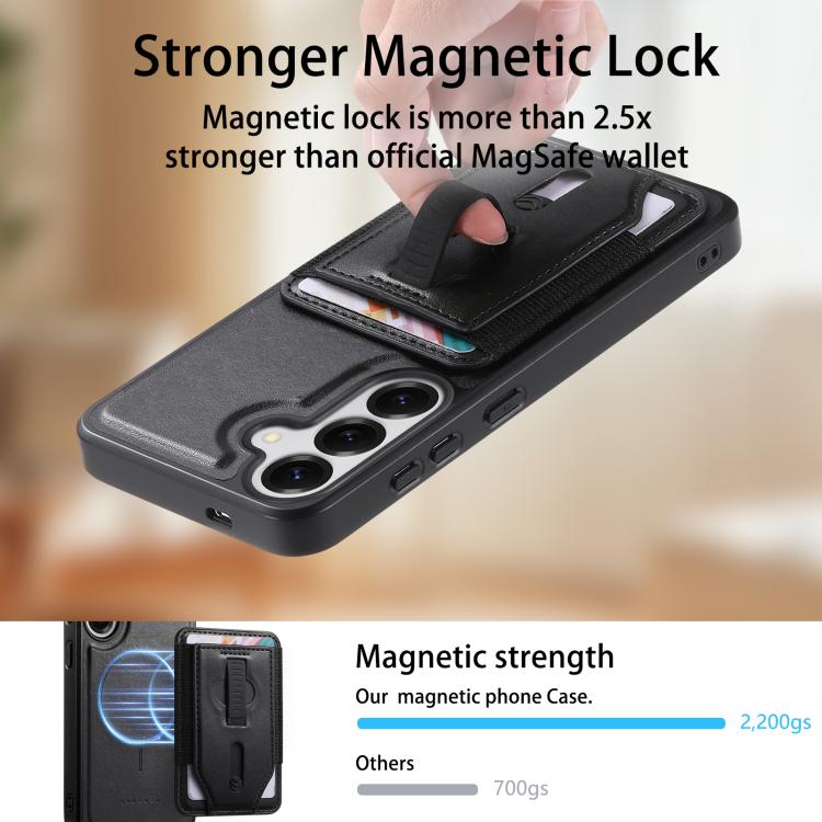 For Galaxy S25 Ultra 5G CaseNeo Retro Wristband Elastic Card Bag Magnetic Back Phone Case