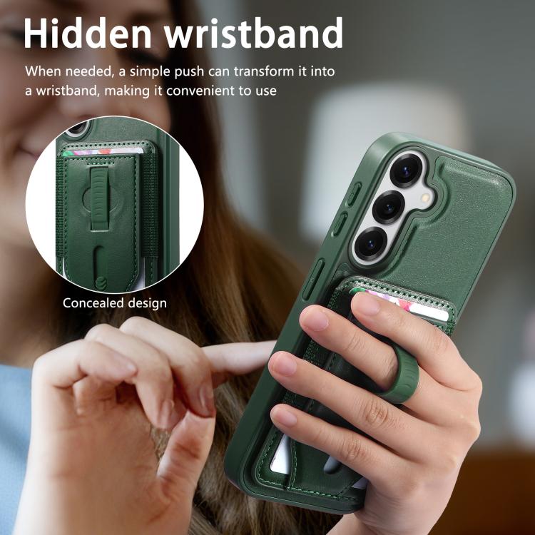 For Galaxy S25 Edge 5G CaseNeo Retro Wristband Elastic Card Bag Magnetic Back Phone Case