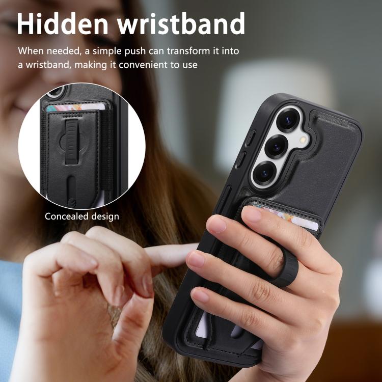 For Galaxy S26+ 5G CaseNeo Retro Wristband Elastic Card Bag Magnetic Back Phone Case