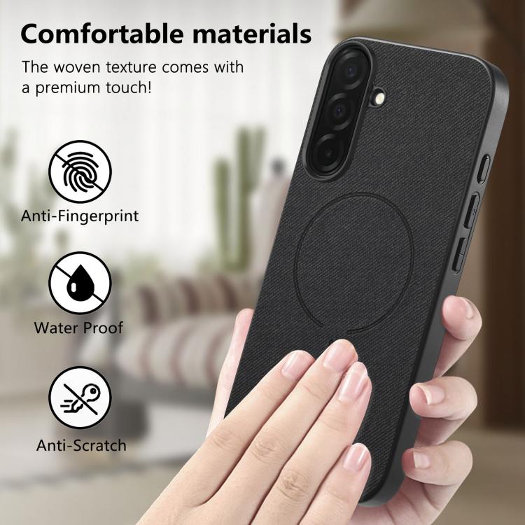 For Galaxy S26 5G Fabric Magnetic PU Back Cover Phone Case