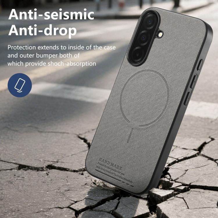For Galaxy S26 5G Fabric Magnetic PU Back Cover Phone Case