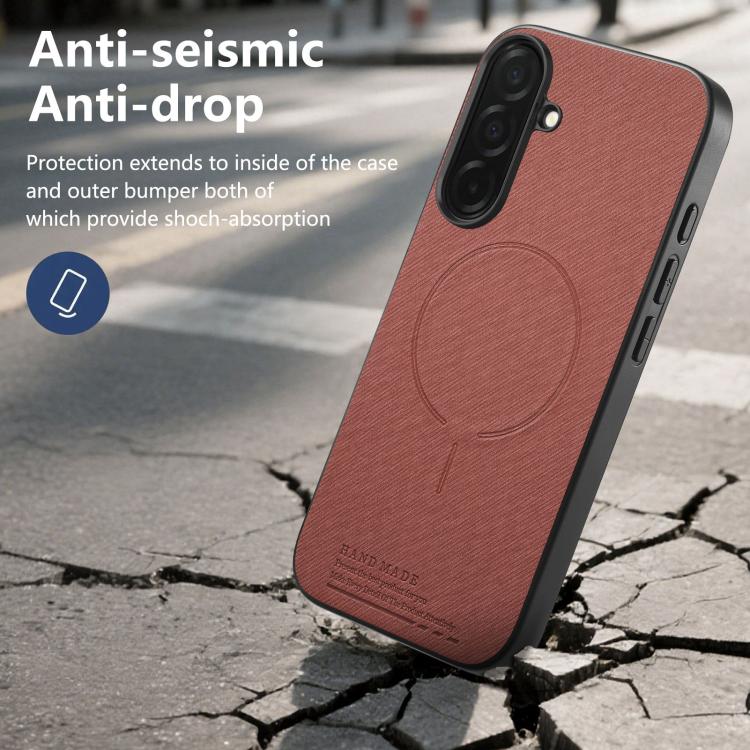 For Galaxy S26 5G Fabric Magnetic PU Back Cover Phone Case
