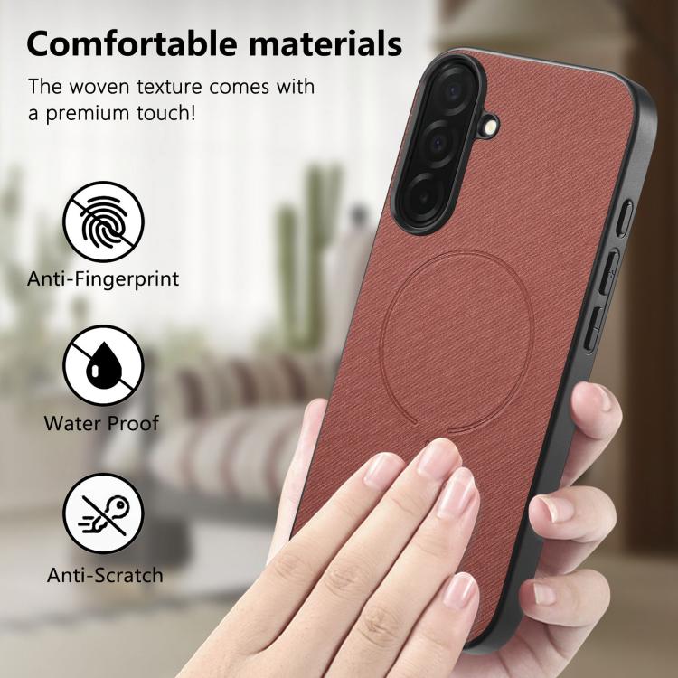 For Galaxy S26 5G Fabric Magnetic PU Back Cover Phone Case