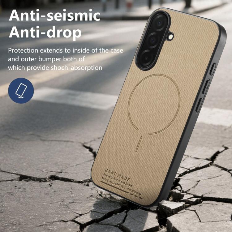 For Galaxy S26 5G Fabric Magnetic PU Back Cover Phone Case