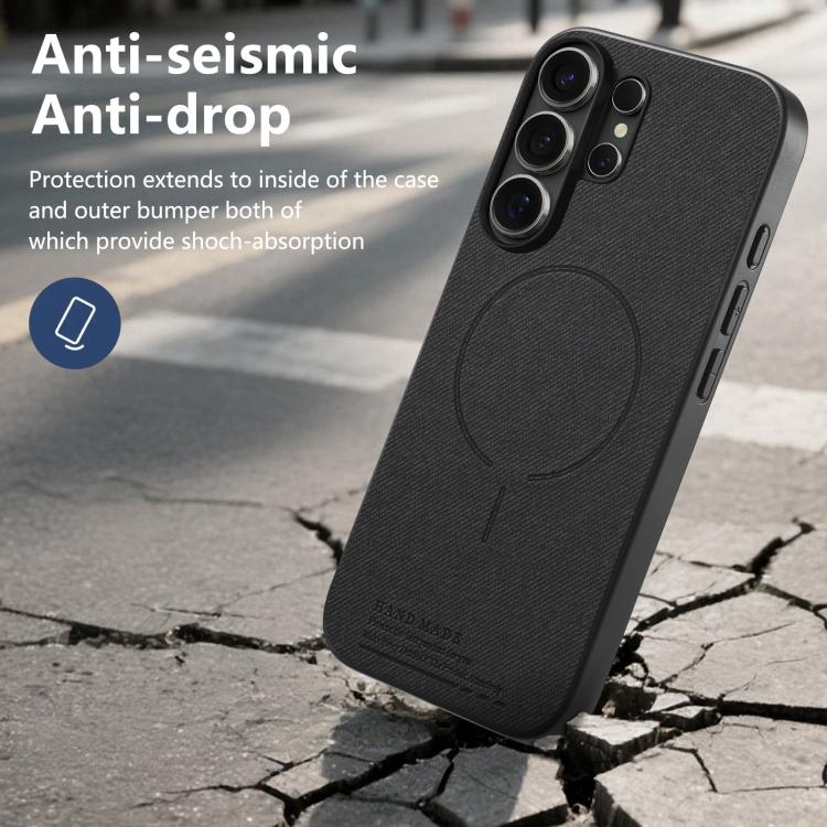 For Galaxy S26 Ultra 5G Fabric Magnetic PU Back Cover Phone Case